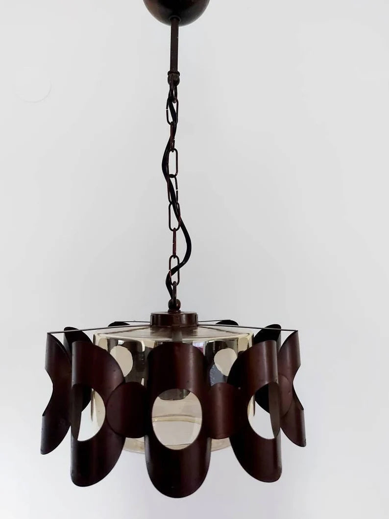 Brutalist metal chandelier