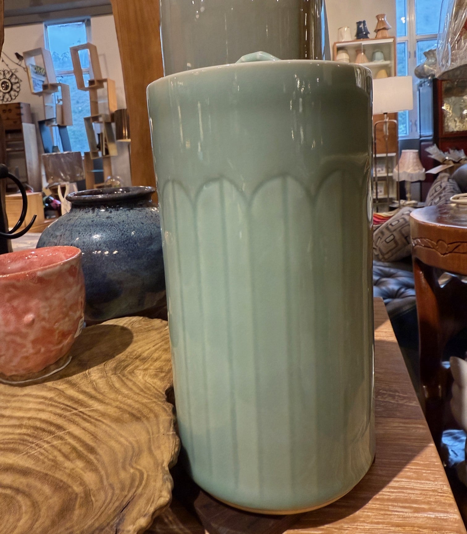 Fluted water bucket celadon
