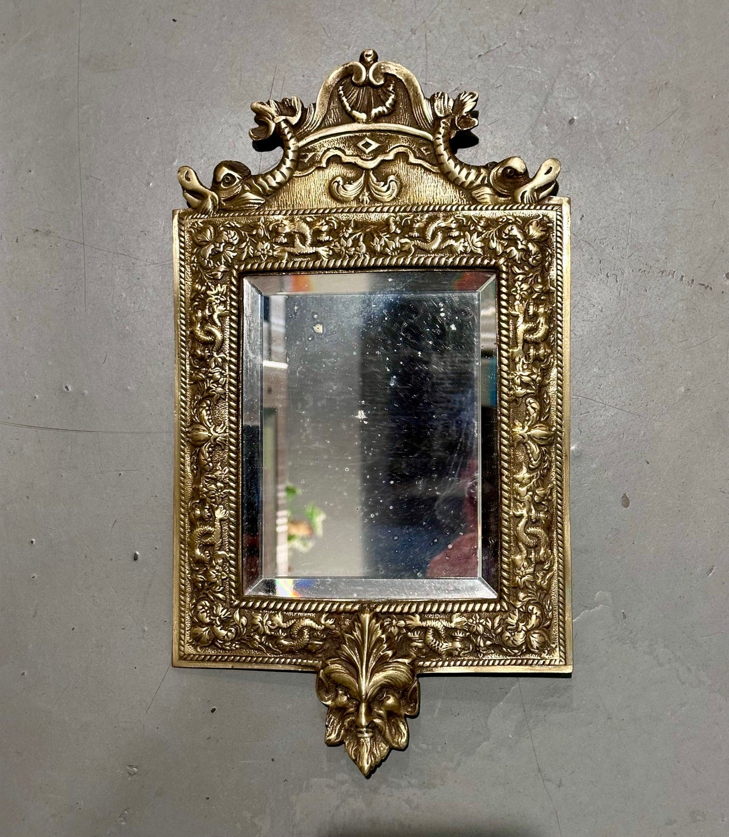Petite empire style mirror, brass