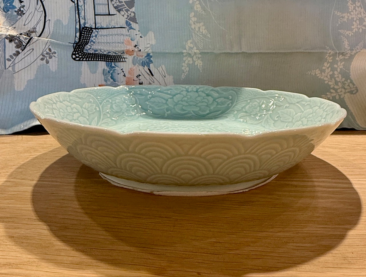 Green celadon round plate
