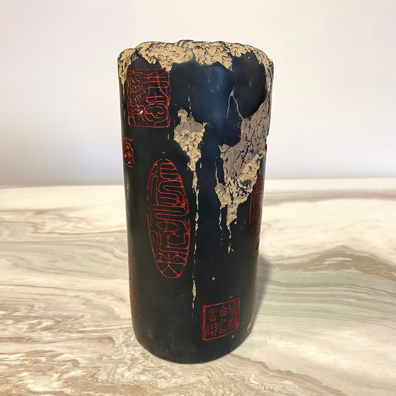 Candle holder w/Chinese stamps