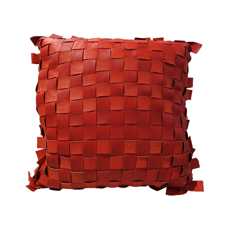 Red Lambskin woven cushion