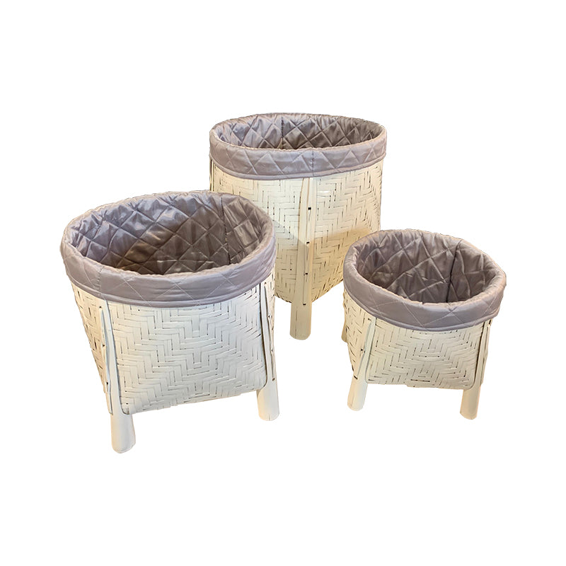 White High Gloss Rattan Basket