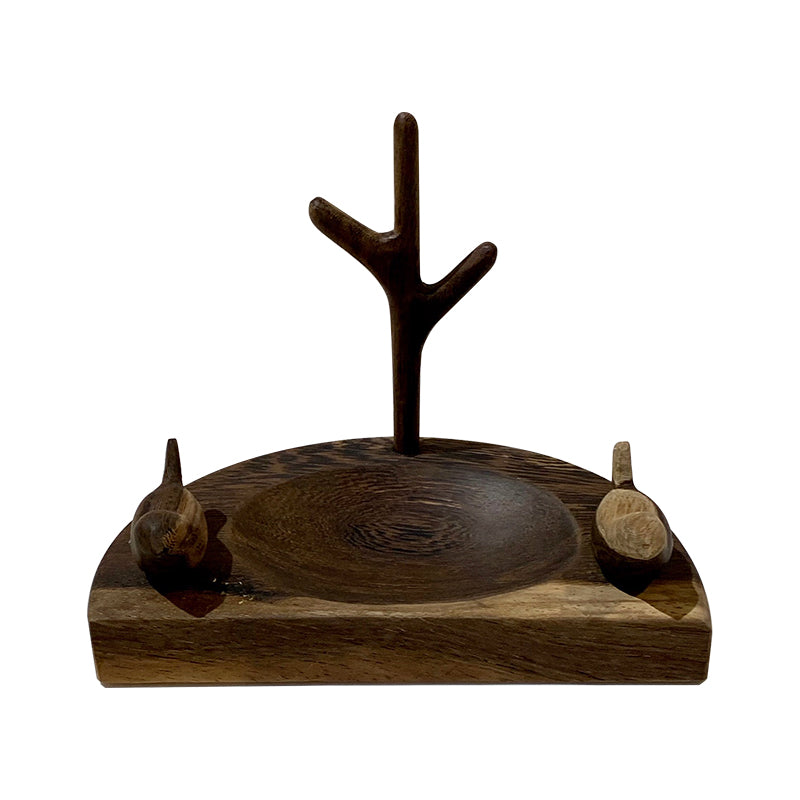 Half Round Wooden Holder with 2-bird