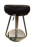 tall diner bar chair in geniune leather seat, stainless steel swivel base,