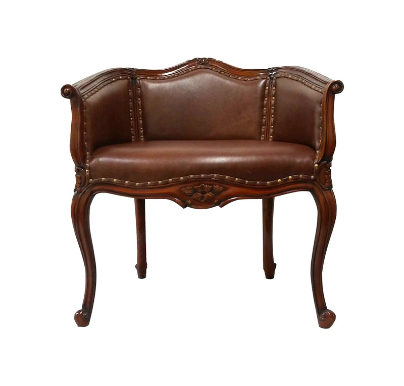 The low back  chair with generous seating comes in leather seat and fine cowhide hairon back, the stylish vanity stool is suitable for dresser or in sitting room. French Stool Furniture HK, Jansen Classical Furniture HK