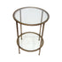 round glass in gold frame side table