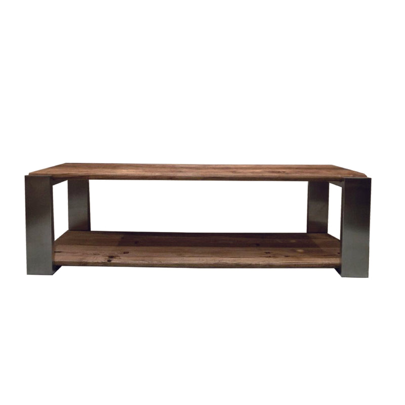 TV cabinet or bench of rustic elm wood stainless steel feet