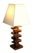 Cascading teak bse table lamp