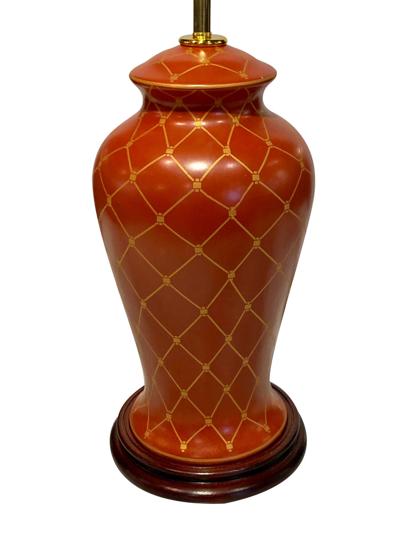 Red grid, porcelain lamp