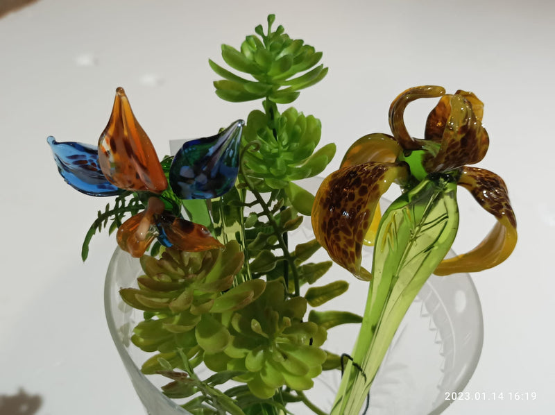 Murano Orchid Flower Glass Figurine